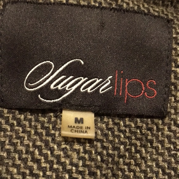 SUGAR Lips wool blend tweed button front cardigan poncho size Medium - Picture 10 of 11